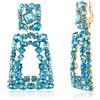 EVER FAITH Orecchini a clip rettangolari per Donne, Brillanti Cristalli di Strass Dichiarazione Geometrica Non Perforata Azzurri