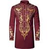 RUMAOZIA Abbigliamento musulmano Uomo Camicia Africana Uomo Caftano Manica Lunga Preghiera Musulmano Abaya Stampa Etnica Tunica Tradizionale Camicia Marocchina Casual Camicia Lunga Ramadan