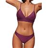 CUPSHE Set bikini da donna, costume da bagno a due pezzi, costume da bagno triangolare a costine con spalline regolabili M,