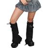 Fexofao Scaldamuscoli in denim, per donne e ragazze, stile gotico Harajuku, stile punk kawaii, calzini caldi con fibbia, Nero , Etichettalia unica