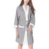 Dinnesis Accappatoio da donna kimono lungo lavorato a maglia, leggero e morbido, biancheria da notte con scollo a V, casual, da donna, in lino, grigio., S
