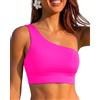 Holipick Top bikini da donna monospalla reggiseno sportivo top crop top costume da bagno top per ragazze adolescenti, Verde acqua, L