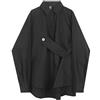 AYAZER Camicetta da Donna Asimmetrica Stile Giapponese Top Streetwear Punk Camicia Nera Fresca Oversize Manica Lunga Bottoni Vestiti-Hei-L
