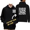 Zopmopae Felpa con Cappuccio con Codice QR Personalizzato - Aggiungi Qualsiasi Collegamento, Foto, Testo - Unisex Divertente per Uomo