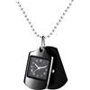 JewelryWe - Orologio da Tasca Collana Piastrine Militari da Uomo Dog Tag Targhetta Numeri Romani
