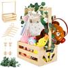 Alitree Wooden Baby Basket, Cesto Baby Shower, con Manico, Baby Ceste Portaoggetti, Regali Shower, 5 Appendiabiti per Bambini, Maniglia per Casa, Compleanno, Rivelazione Sesso, Riunioni Famiglia