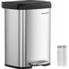 EUZIEL International GmbH Cestino Da Cucina, Cestino Per Rifiuti Da 50 L, Cestino A Pedale In Metallo Con Coperchio, Alto E Grande, Argento E Nero