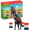 SCHLEICH Personaggio cowgirl con cavallo e barili da corsa, Schleich Farm World 42576, set da 7 pezzi