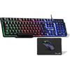 THE G-LAB Pacchetto Gamer con cavo THE G-LAB COMBO CHROMIUM EX, tastiera a membrana silenziosa, mouse, tappetino per mouse, nero