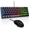 THE G-LAB Pacchetto Gamer Tastiera Mouse con filo THE G-LAB Combo Hydrogen BKG, Tastiera Azerty, Nero, Mouse 6400 DPI, Compatto