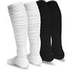 Finerview Calzini da calcio, 2 pezzi, Scrunch extra lunghi imbottiti per uomini e donne, Nero e bianco, Medium