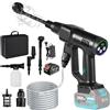 NBVNBV Idropulitrice a Batteria,Pressione Regolabile a 3 Stadi MAX 200bar,Idropulitrice Portatile con 6 In 1 Ugello Tubo da 5 M idropulitrice senza fili per Auto Pulire Giardino (Nero con 1 batterie)