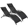 Arreditaly Set 2 Lettini Prendisole Reclinabili Da Giardino Con Schienale Regolabile 5 Posizioni In Textilene Traspirante Per Piscina Terrazza Relax Outdoor 59 x 158 x 81.5 Cm Nero