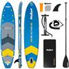 Rebel Electro Tavola da SUP con pompaggio a punto goccia da 350 cm Set zaino con pompa a pagaia RBA-4500-BL