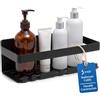 Joeji's Mensola Doccia Senza Foratura - Porta Shampoo e Sapone Nero Opaco - Organizer Bagno Angolare Adesivo in Acciaio Inox Antiruggine - Accessori Doccia e Mensola Bagno Facile da Installare