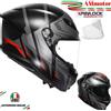 AGV Casco Agv K6 S Karve Matt Black Grey Red Fibra Moto Visiera Pinlock TG XL 61 62