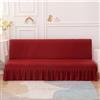 LJQAIZYL Copridivano Senza Bracciolo Con Gonna A Balze Elasticizzato 2/3/1 Posti Copridivano Letto Pieghevole Copertura per Divano Letto Antigraffio Gatto Fodera per Divano Clic Clac (150-190cm,Red B)