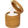 Kagodri Scatola rotonda in rattan, porta carta igienica in vimini con coperchio, contenitore rotondo adatto per la decorazione della casa del bagno
