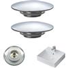 Tweozek 2 tappi di ricambio per lavabo da bagno, facili da aprire, colore argento cromato con clic clac, tappo di ricambio per lavandino del bagno, tappo di scarico da 66 mm per lavelli da bagno