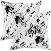 Generic Set di 2 federe per cuscini con nota musicale, astratta, chiave di violino e schizzi di chiave di violino, colore nero, in morbido velluto, lavabile, per casa, soggiorno, camera da letto, dormitorio