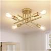 LXWNYY Lampadario Sputnik 4 luci Plafoniera Soffitto Plafoniera Dorata Vintage 60W | Plafoniere Moderne Dorate,Plafoniera industriale per soggiorno, camera da letto, corridoio,∅45 cm, E27