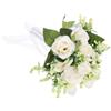 CLISPEED Bouquet da Sposa Sintetico Bianco con Nastri, Decorazione Raffinata e Accessorio Fotografico per Addio al Nubilato e Cerimonia di Laurea