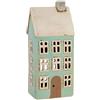 Home of Christmas Casa della luce | Casetta per candeline | Casa delle luci | Portacandeline | Portacandele | Ceramica (turchese/beige, 24 x 10 cm)