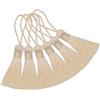 Makhry 20 pezzi 4,3 pollici Mini Nappe di Seta Decorate a Mano Nappe Grasse per Segnalibro in Resina/Decorazioni per la Casa/Anelli Chiave/Gioielli fai da te (Beige)