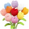 Keboyoe 10 Pezzi Fiori Uncinetto Bouquet Tulipani Finti, Prodotto Finito, Set Uncinetto Tulipano Artificiali Fiori Conservati, Regali all Uncinetti Piante per Amica Donne, Festa Della Mamma, Matrimonio