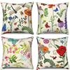 Hnmdmyi Copricuscino Fiori 40x40 Set di 4, Agriturismo Giardino Terrazza Fiori Colorati Libellula Farfalla Copricuscino Decorativo Estetico Lino Copricuscino per Divano Letto Esterno Home Decor