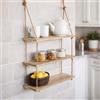 Garden Mile - Mensola da parete rustica in corda di legno da appendere, in stile rustico, stile rustico, mensola da 1, 2, 3 ripiani, decorazione per la casa, corridoio, bagno, camera da letto, cucina