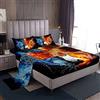 Loussiesd - Set di biancheria da letto con motivo chitarra e musica rock, per ragazzi e adulti, con note musicali di fuoco e acqua, con 1 lenzuolo con angoli, 1 lenzuolo piano + 1 federa, per letto
