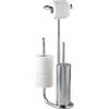 WENKO Set per WC con scopino Universalo cromo e portarotolo di riserva, accessori bagno completo, set da toilette