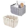 EVDZNA Cestini Portaoggetti, 2 Pezzi Cesto portaoggetti in corda di cotone intrecciato, Cestini in Corda di Cotone, Cestino Portaoggetti da Bagno, Cestini Portaoggetti Decorativi Rettangolari(Grigio+Bianco)