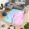 TAPISO Toscana Tappeto Soggiorno Salotto Sala Camera Letto Moderno Elegante Glamour Astratto Linee Rosa Azzurro Pelo Corto Stampato Antiscivolo 80 x 150 cm