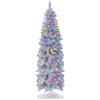 COSTWAY Albero di Natale Slim 150/180 cm, Con 190/250 Luci LED Colorate, 343/475 Punte e Base in Metallo Pieghevole, per Casa, Ufficio e Feste (150 cm)