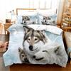 TULTOAP Parure da letto con lupo 3D, copripiumino 135 x 200 cm, federa per cuscino, per bambini e ragazze, decorazione della camera da letto, motivo lupo