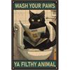 CREATCABIN Targa Gatto Nero Vintage Targa in Metallo retrò in Metallo per Bagno Poster Latta Pittura Ferro Decorazione da Parete Arte Murale da Appendere per WC Bagno 30x20cm