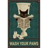 CREATCABIN Targa in Metallo Gatto Nero Targa in Metallo Vintage Poster Pittura retrò Targa in Ferro Decorazione da Parete Arte Murale Appesa per Regalo Interno Esterno Casa Bagno WC Bagno 30x20cm