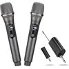 HUACAM Sistema microfono portatile wireless professionale con ricevitore ricaricabile e uscita da 3,5 mm, frequenza fissa, per DJ, eventi in chiesa e karaoke (68)