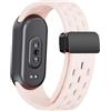 MELEJIA Cinturino Silicone Compatibile con Xiaomi Mi Band 10/Mi Band 9/8, Ricambio Cinturino, Chiusura Magnetica, Regolabile Sportiva Silicone Cinturini-Rosa