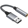 Generic Adattatore Audio USB A 3,5 Mm, Adattatore Audio Da USB A Jack - Connettore Audio Delle Cuffie - Convertitore Stereo, Cavo Audio Stereo Per PC, Laptop, Tablet, Casco