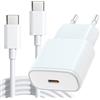 Gqohrt Charger for iPhone 16 Fast Charging, PD Power Adapter Wall Charger Block with 2M USB C to USB C Cable for iPhone 16/16 Pro/16 Pro Max/16 Plus/15 Pro/15 Pro Max/15 Plus (1 * Charger + 1 * Cavo)