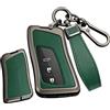 TECART Custodia intelligente in pelle per chiave auto, adatta per Lexus UX200 UX250h UX260h ES200 ES260 ES300h ES350 LS500H LX570 RX450h Custodia per chiave portatile, accessorio 3 tasti B nero verde