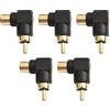 WheatThrive Salvaspazio per adattatori audio RCA, set di 5 connettori ad angolo retto da maschio a femmina per un uso senza interruzioni