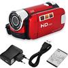 Akozon Videocamera palmare Vlogging FHD 16X Zoom Digitale, Rotazione Full HD 16X Videocamera ad alta definizione Telecamera DV Roccia (Rosso)