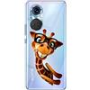 Mixroom - Cover Custodia Case In TPU Silicone Morbida Sfondo Trasparente Per OPPO A78 5G Fantasia Giraffa Con Occhiali T508