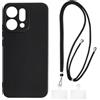 Shantime Custodia e Tracolla Compatibile con OPPO Reno 14 5G China Cover per Telefono e Cinturino da Collo Regolabile con Fibbie in Metallo e 2 Patch(Nero + Nero)