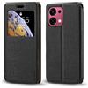 Shantime Custodia Flip in Pelle con Finestra Compatibile con Oppo A6 Pro 5G CPH2781, Display Visibile, Chiusura Magnetica Invisibile e Slot Carta(Nero)
