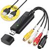 La Brodée Scheda di acquisizione video USB, nuova serie USB2.0 Video Grabber VHS a convertitore digitale Mini DV VCR Hi8 DVD a convertitore digitale adattatore per PC TV Tape Player Camcorder, supporta Windows